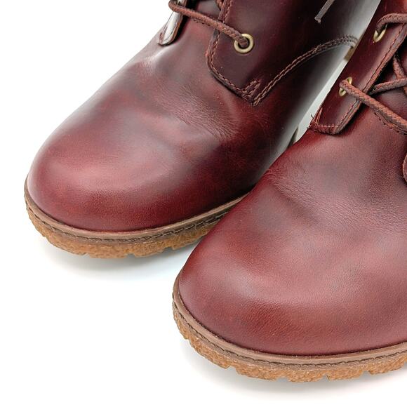 Timberland Glancy Lace-Up Boots Womens 9 Burgundy Leather Block Heel A18Z6 - Picture 5 of 13